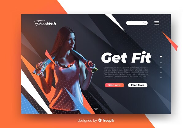 Get fit sport landing page with image