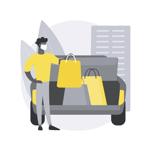 Get supplies without leaving your car abstract concept illustration.