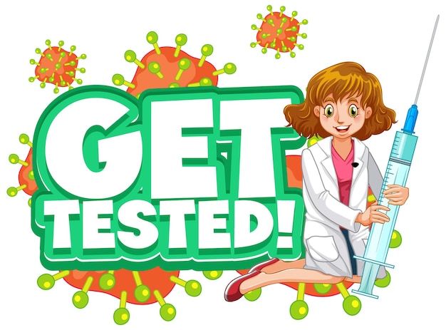 Free vector get tested illustration in cartoon style with a female doctor cartoon character