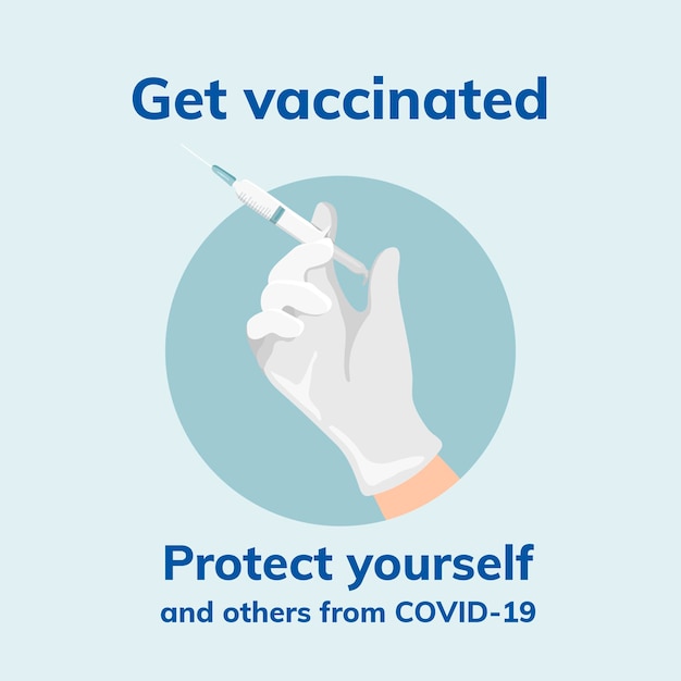 Free vector get vaccinated coronavirus template, protect yourself vector social media post