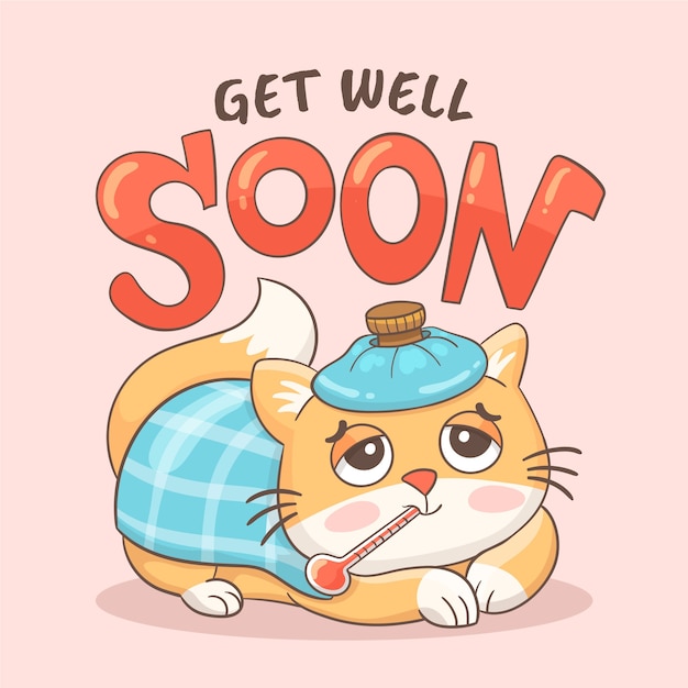 Get well soon message with character design