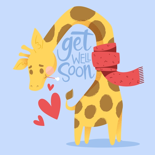 Get well soon message with cute character