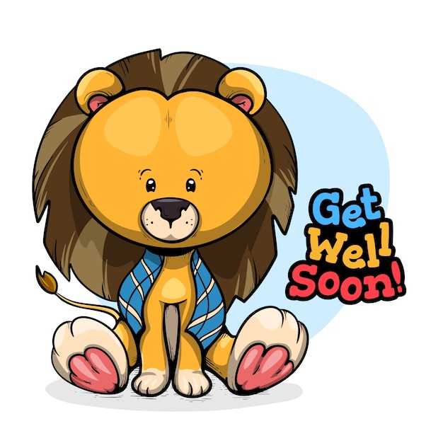 Get well soon message with lion