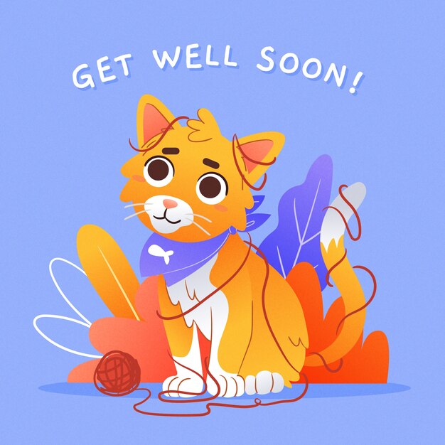 Get well soon motivational message concept