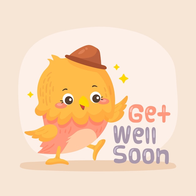 Free Vector get well soon quote and cute bird