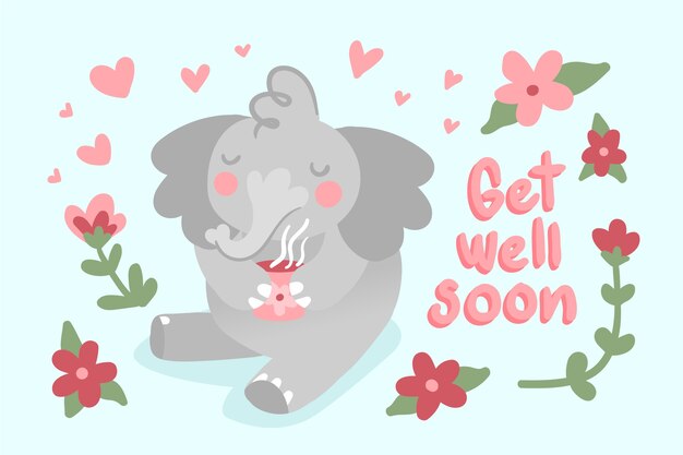 Get well soon quote and elephant