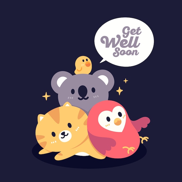 Get well soon with a cute character