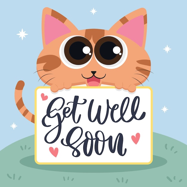 Free Vector get well soon with a cute character