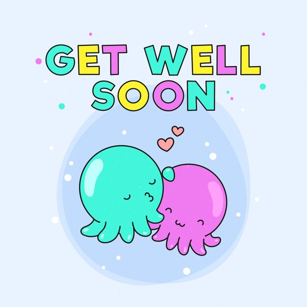 Get well soon with a cute character