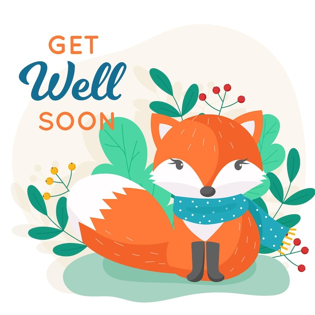 Free vector get well soon with a cute character