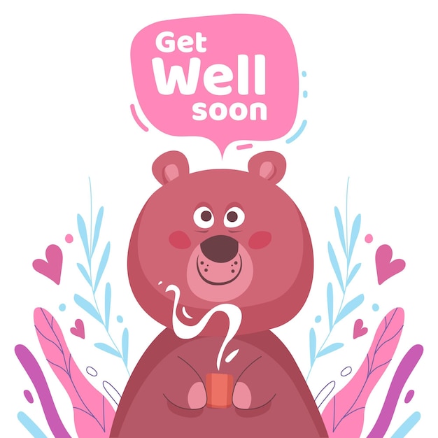 Free vector get well soon with a cute character