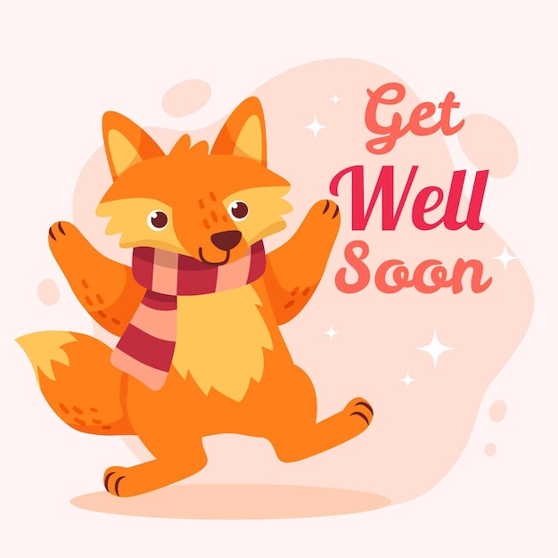 Free Vector get well soon with cute character