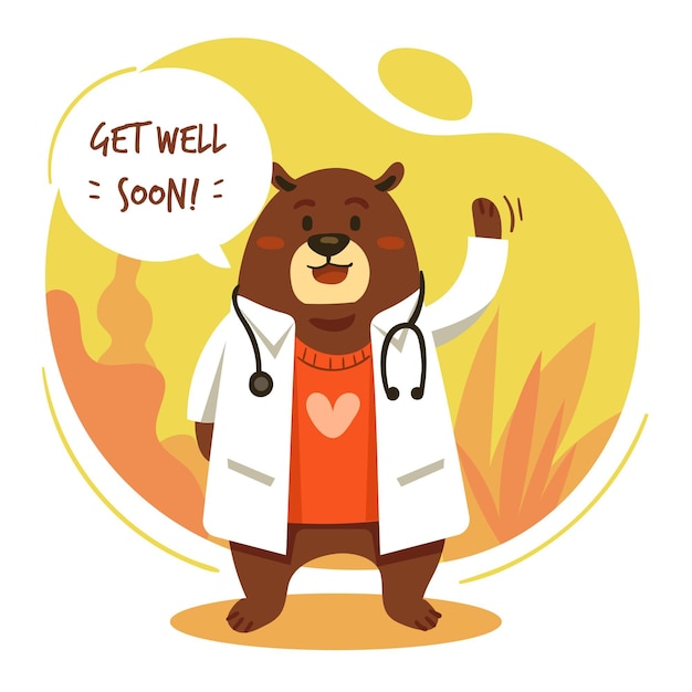 Get well soon with a cute character