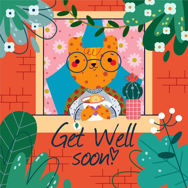 Get well soon with a cute character