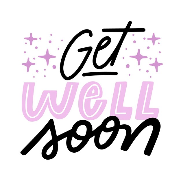 Get well soon with sparkles lettering