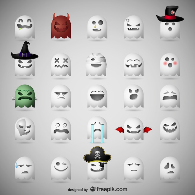 Free vector ghost emoticons for halloween