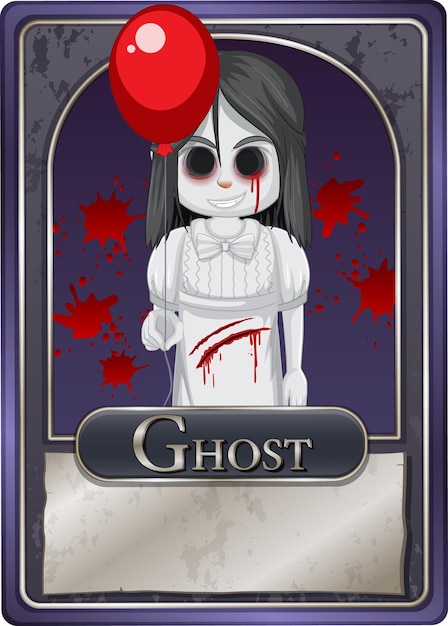 Free vector ghost girl character game card template