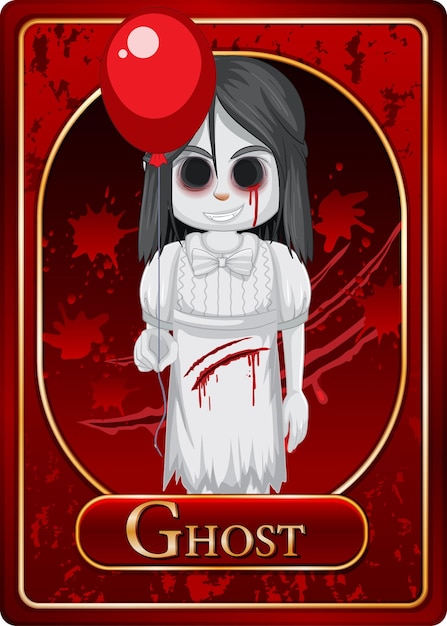 Free Vector ghost girl character game card template