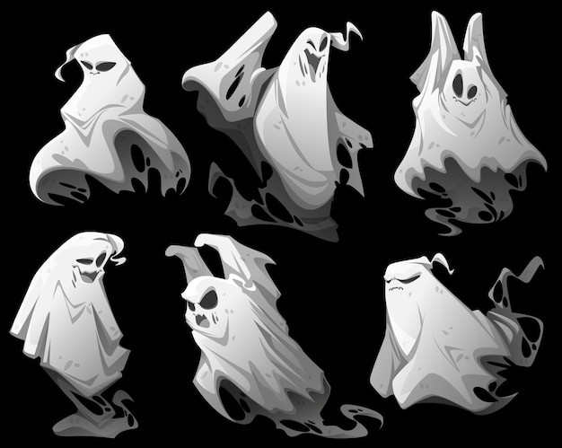 Free Vector ghosts cartoon halloween characters vector set