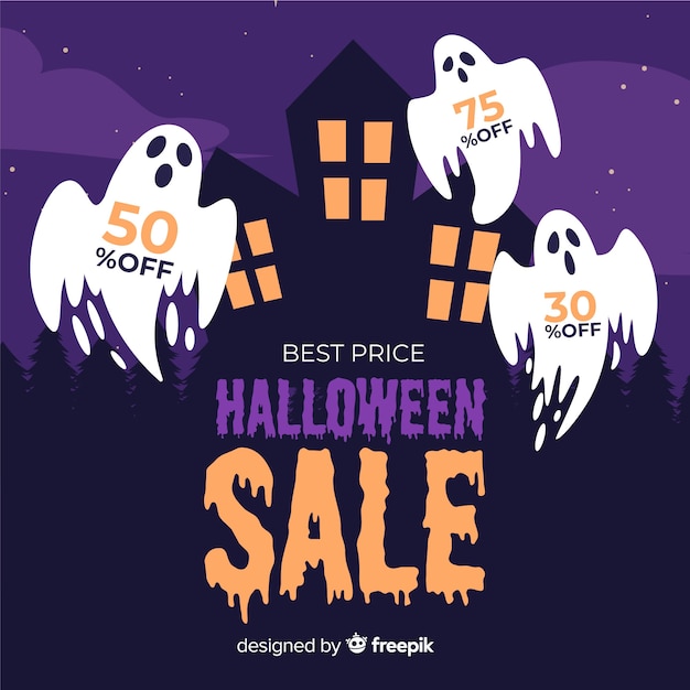 Ghosts for halloween sale flat design