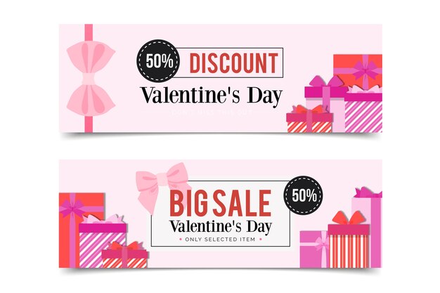 Gift boxes banners for valentine's day