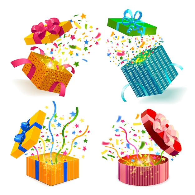 Gift Boxes And Confetti Set