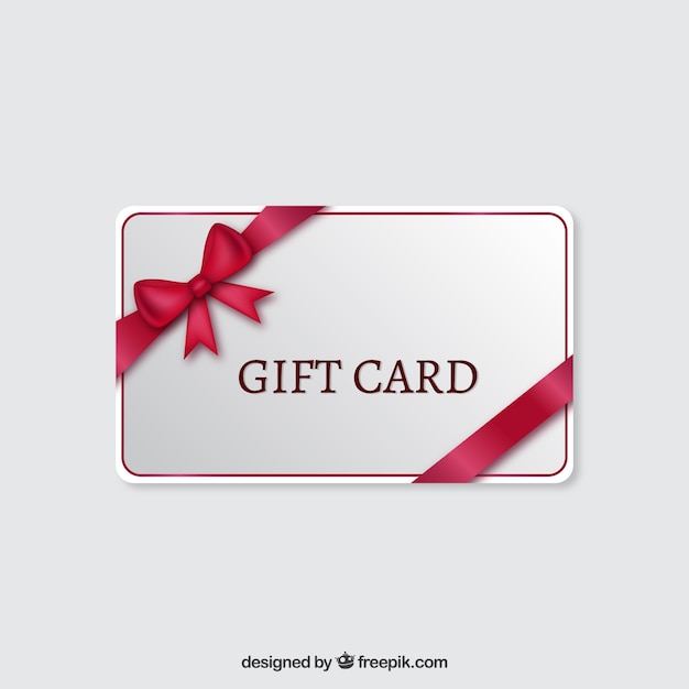 Free vector gift card with a red ribbon