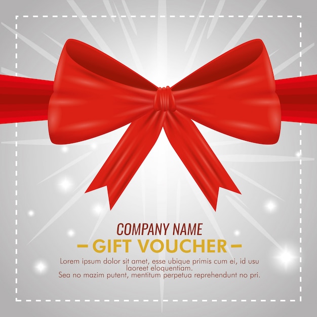 Gift coupon card with ribbon bow