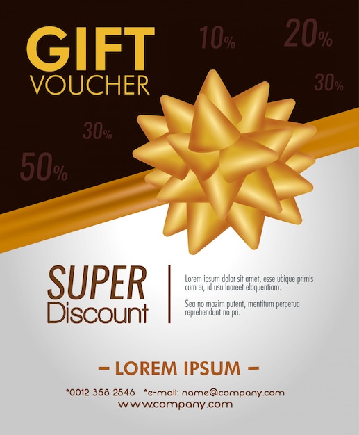 Gift coupon with special promotion and ribbon