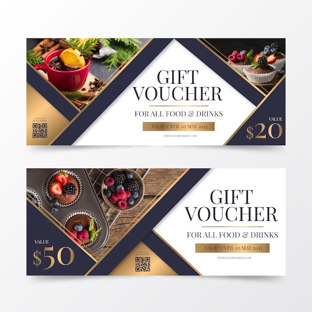 Gift voucher template with food and drinks photo