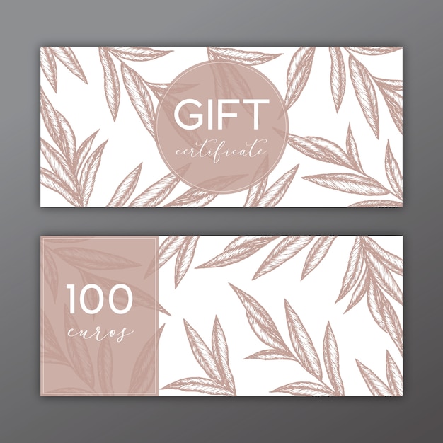 Free vector gift voucher template with hand drawn illustrations