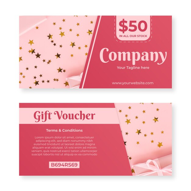 Gift voucher template with presents photo