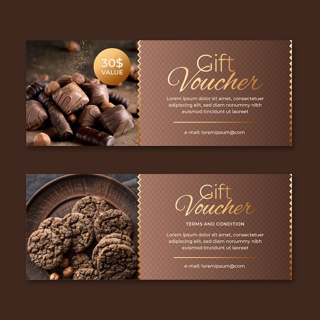 Gift voucher template with sweets photo