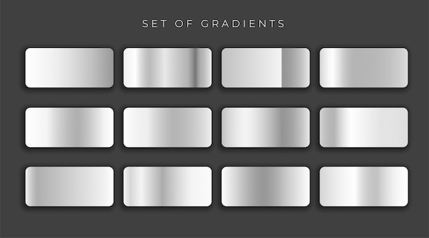 Free Vector gilver metallic gray gradients set vector illustration