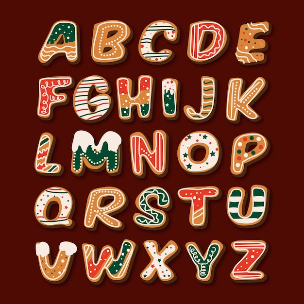 Gingerbread christmas alphabet