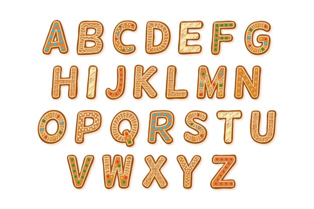 Gingerbread christmas alphabet