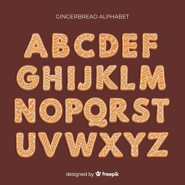 Gingerbread cookie alphabet