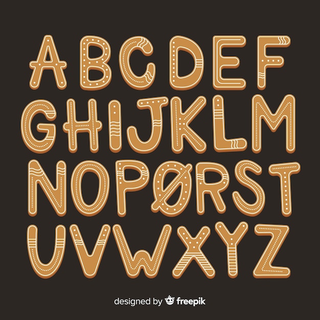 Gingerbread cookies alphabet