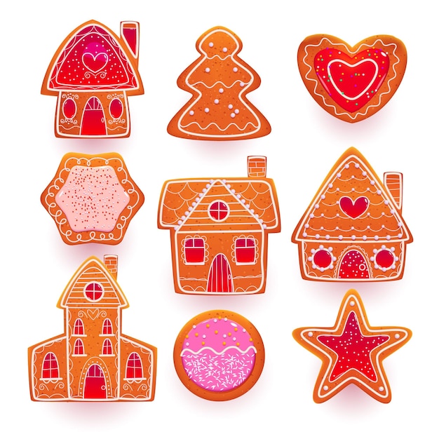 Gingerbread cookies for Christmas in different shapes