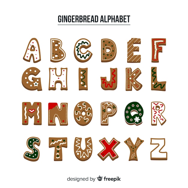 Gingerbread decorated alphabet