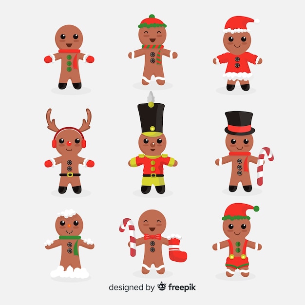 Free Vector gingerbread dressed up cookies collection