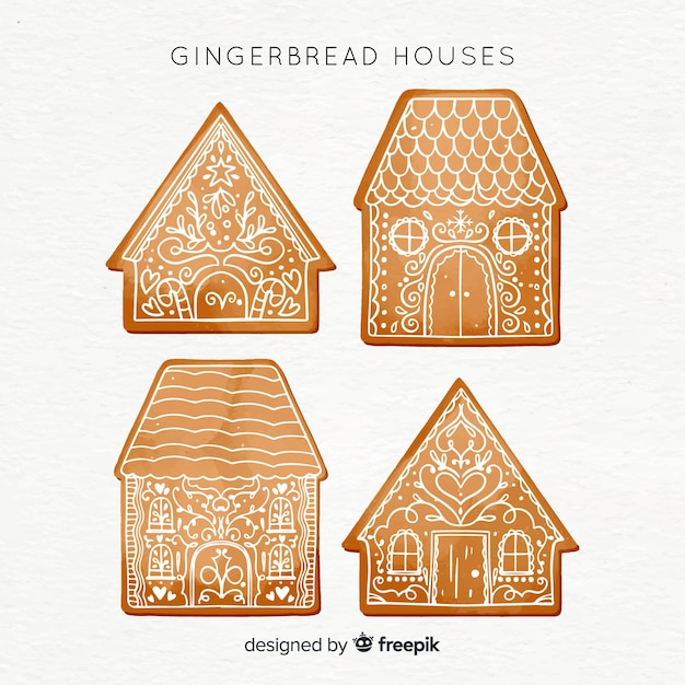 Free vector gingerbread house collection