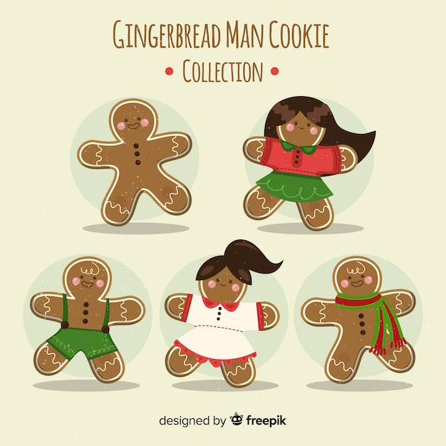 Free Vector gingerbread man cookie collection 