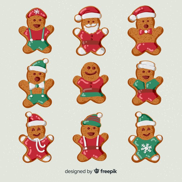 Free vector gingerbread man cookie collection