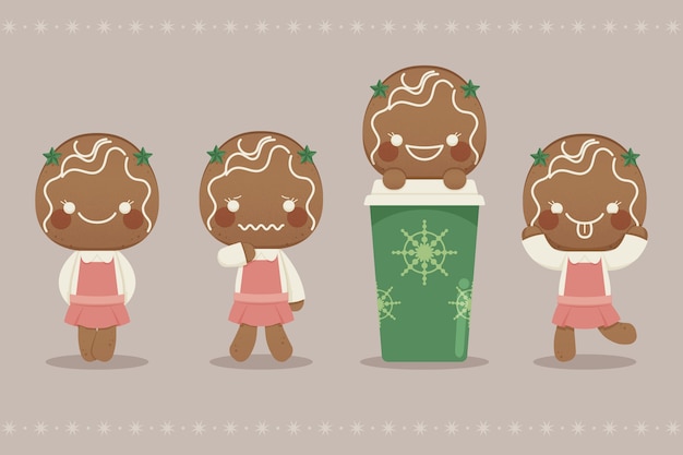 Free Vector gingerbread man cookie collection