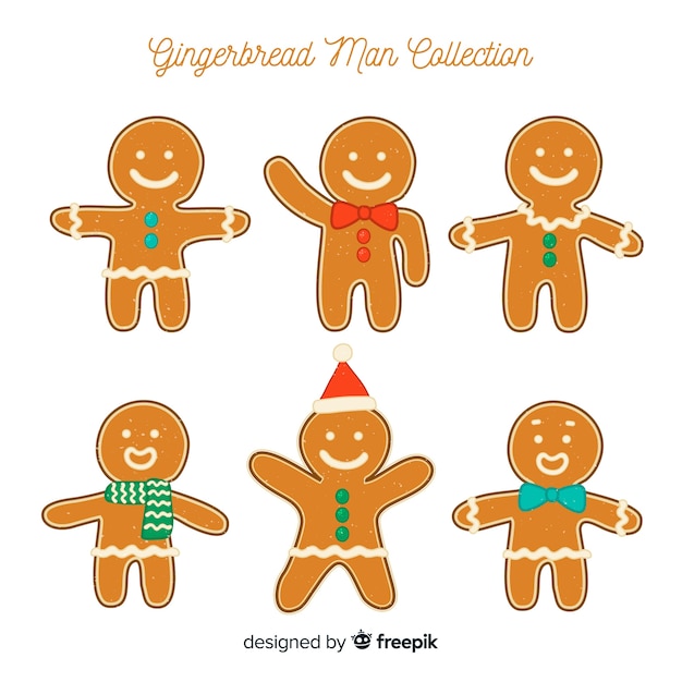 Free Vector gingerbread man with accessories collection