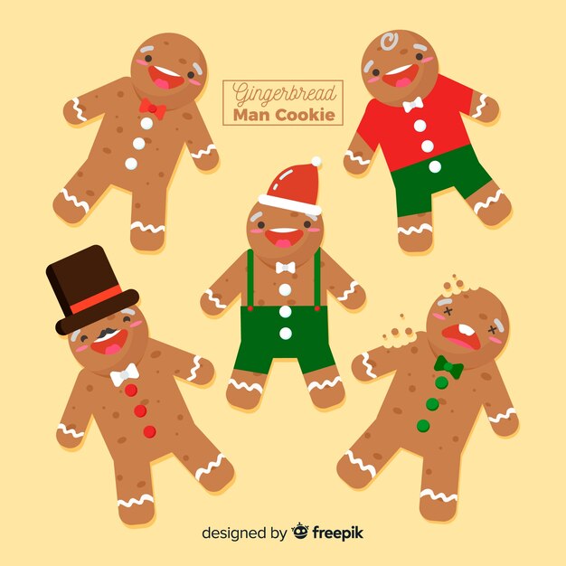 Free Vector gingerbread smiling man collection