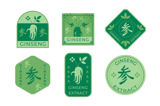 Free Vector ginseng jar label collection