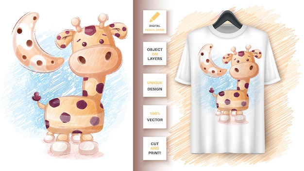 Free Vector giraffe colored pencils - poster and merchandising