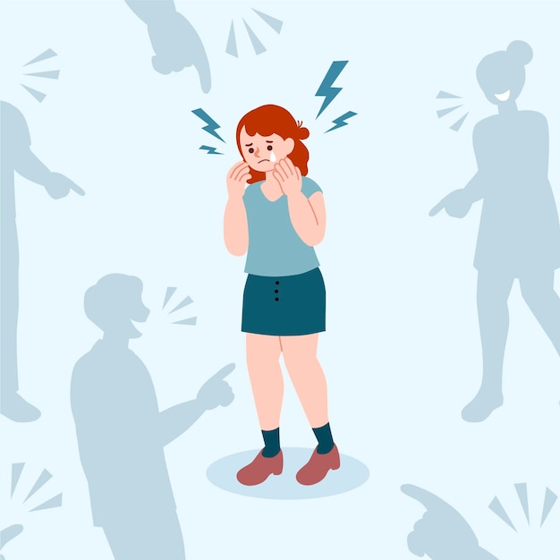 Free Vector girl being bullied illustrated